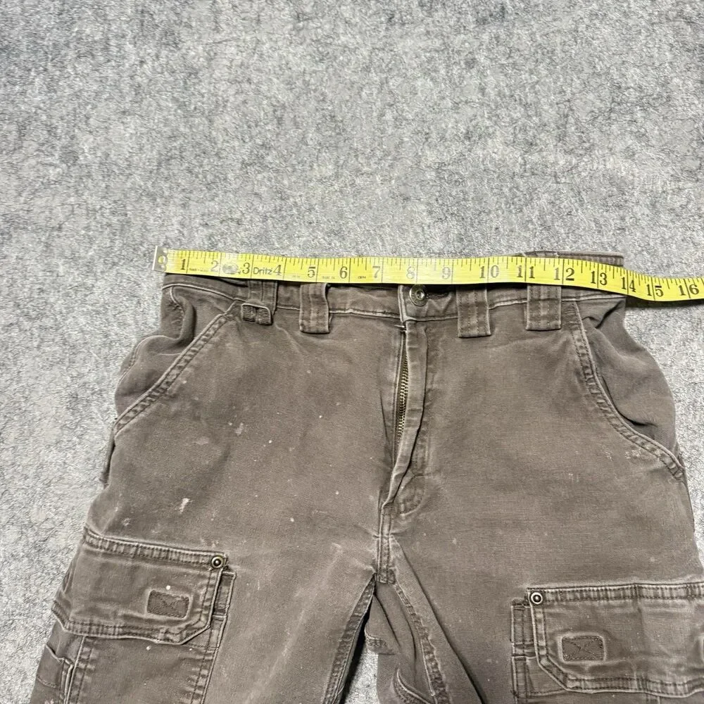 Duluth Flex Fire Hose Cargo Work Pants 30x34 Brown Distressed Paint Splatter Men